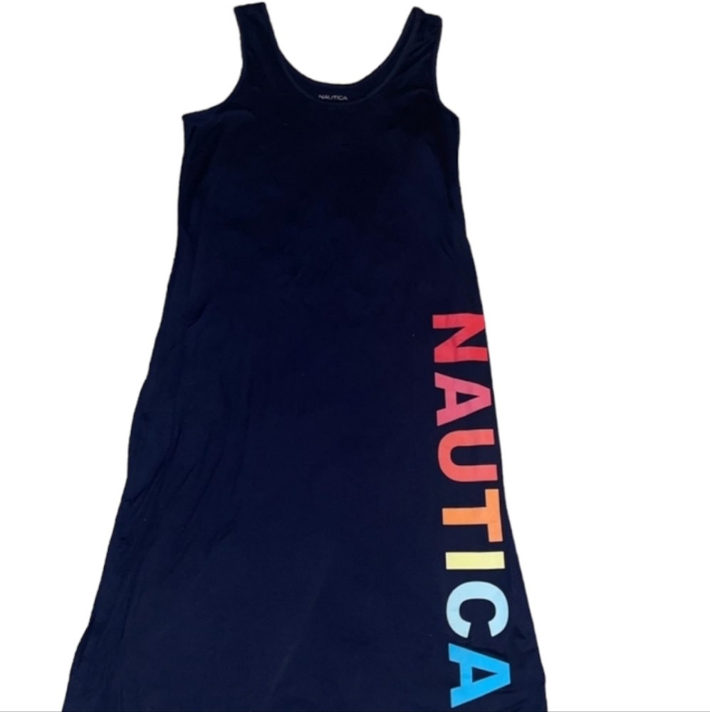 Nautica Pullover Rainbow Print Tank Dress, L